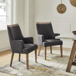 Albert Charcoal Farmhouse Dining Chairs, Linen Look 6 Albert Charcoal Farmhouse Dining Chairs, Linen Look