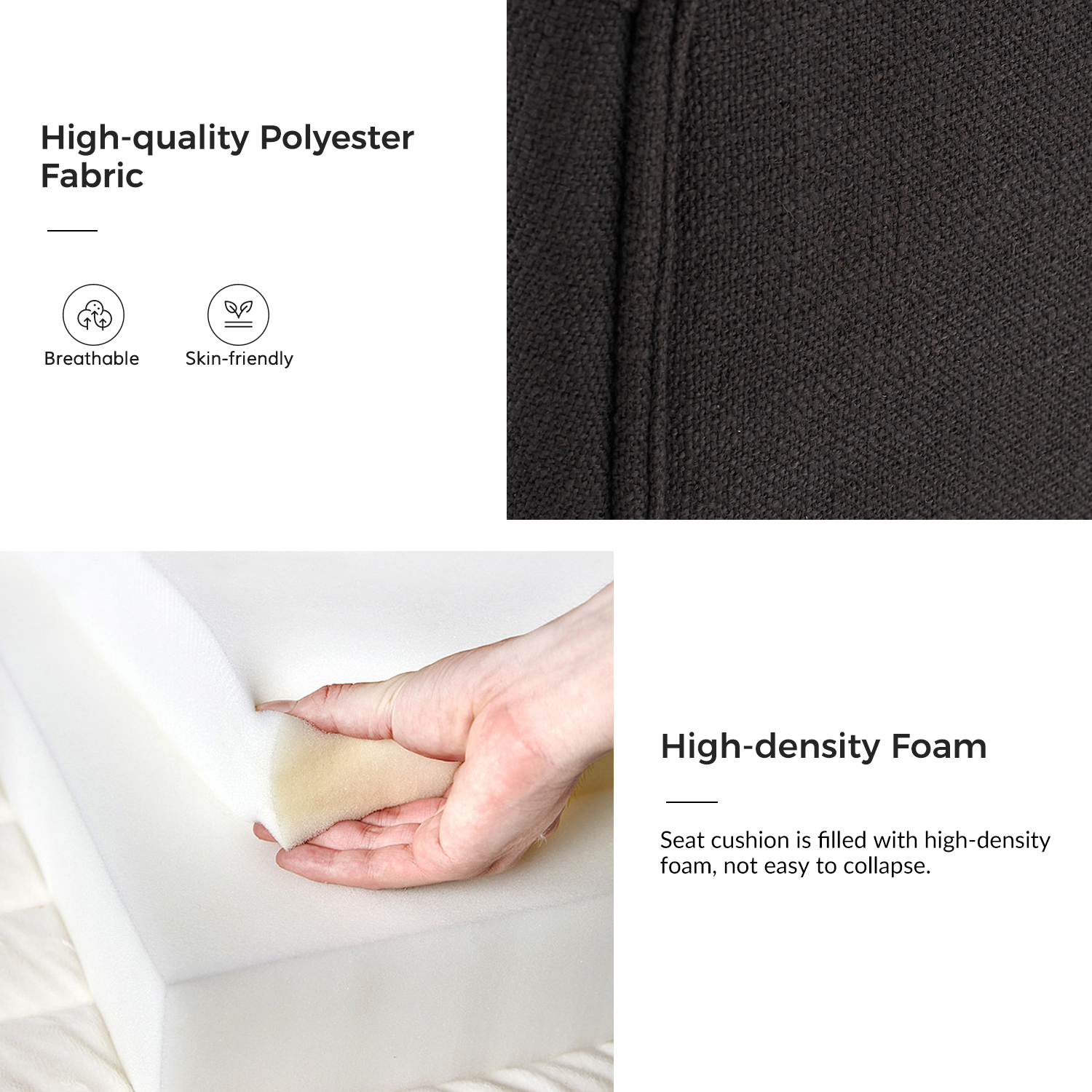 Albert Charcoal Farmhouse Dining Chairs, Linen Look 3 Albert Charcoal Farmhouse Dining Chairs, Linen Look - Image 3