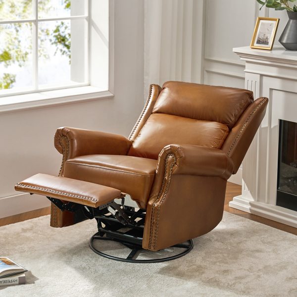 Albert Genuine Leather Swivel Rocking Manual Recliner Saddle 2