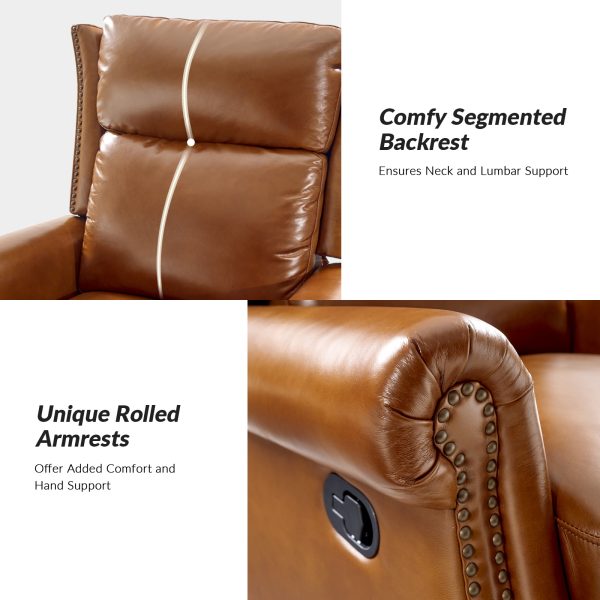 Albert Genuine Leather Swivel Rocking Manual Recliner Saddle 4