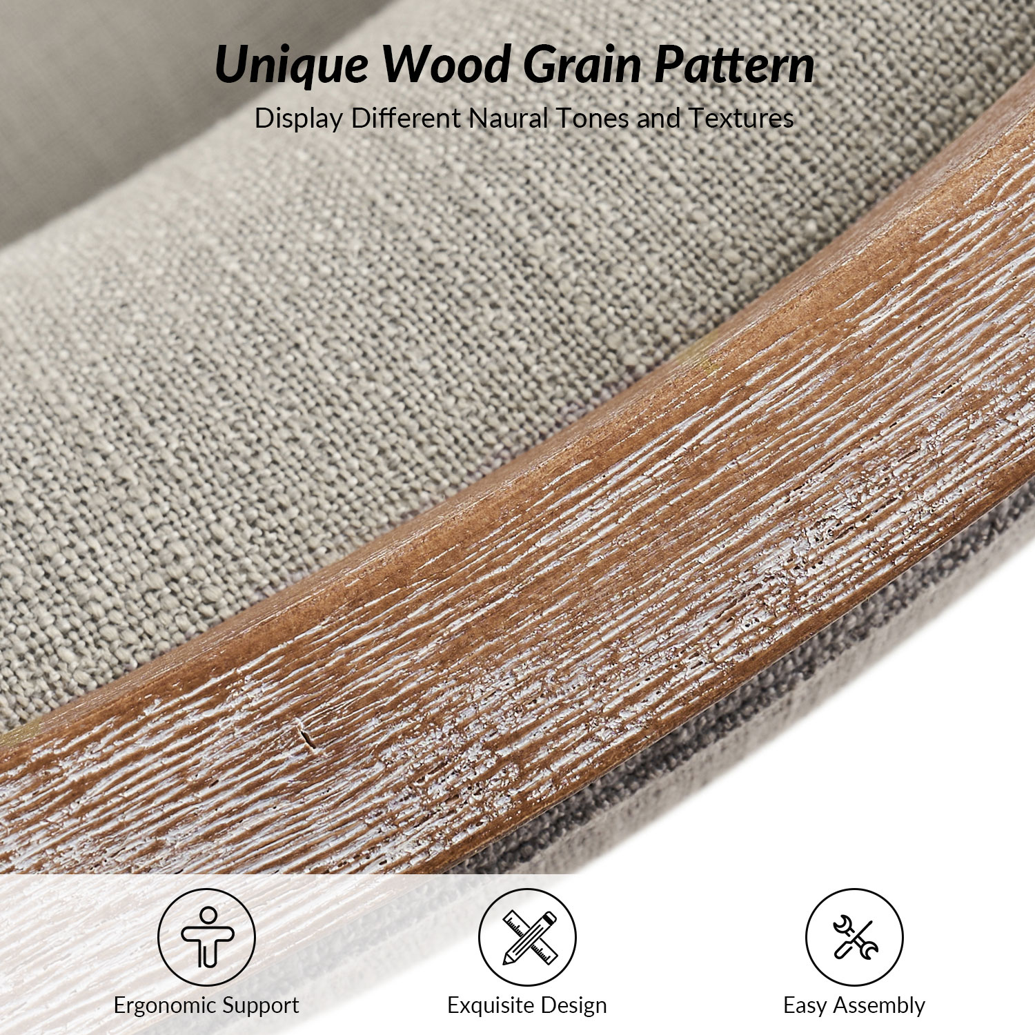 Albert Grey Farmhouse Dining Chairs Linen Look 4 Albert Grey Farmhouse Dining Chairs Linen Look - Image 4