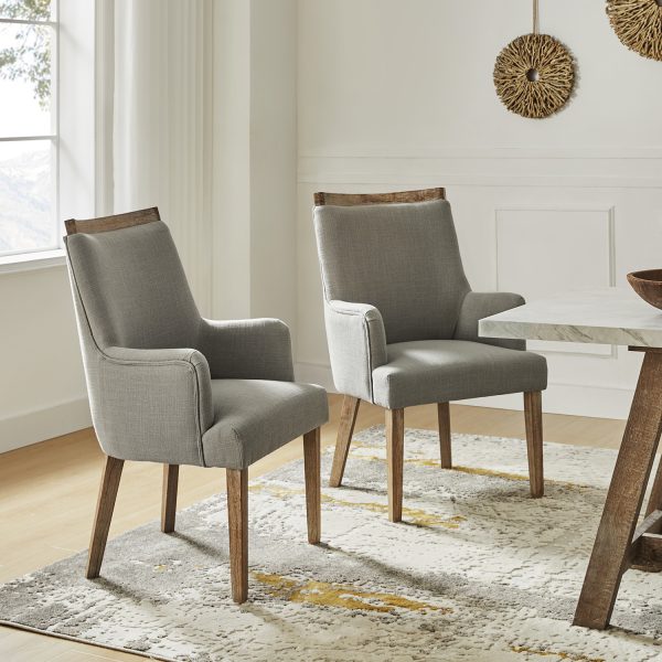 Albert Grey Farmhouse Dining Chairs Linen Look