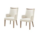 Albert Ivory Farmhouse Wood Dining Chairs, Natural Variation