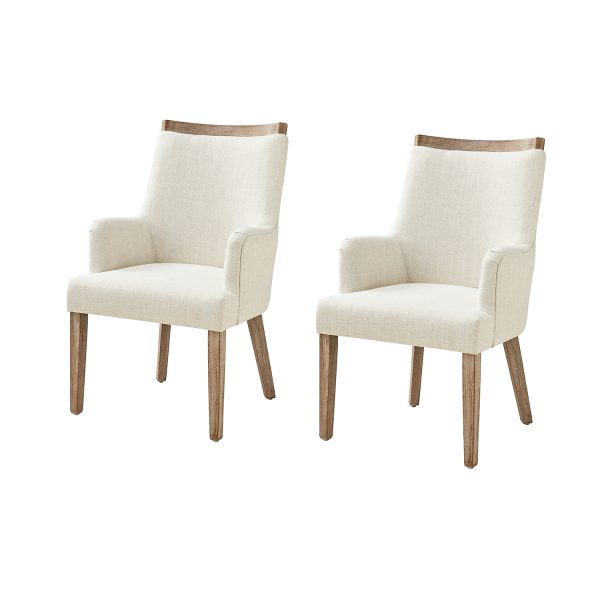Albert Ivory Farmhouse Wood Dining Chairs Natural Variation 1