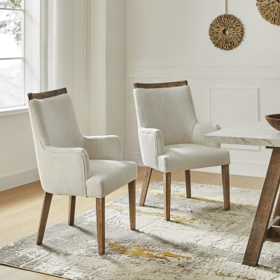Albert Ivory Farmhouse Wood Dining Chairs, Natural Variation