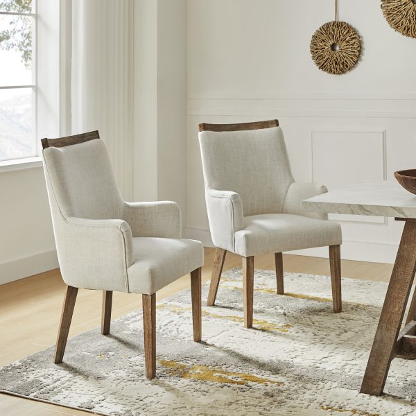 Albert Ivory Farmhouse Wood Dining Chairs Natural Variation