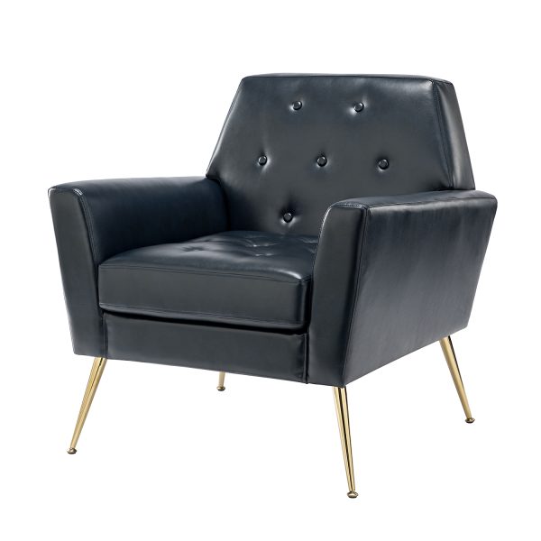 Alcyone Navy Vegan Leather Tufted Modern Accent Armchair 1