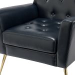Alcyone Navy Vegan Leather Tufted Modern Accent Armchair