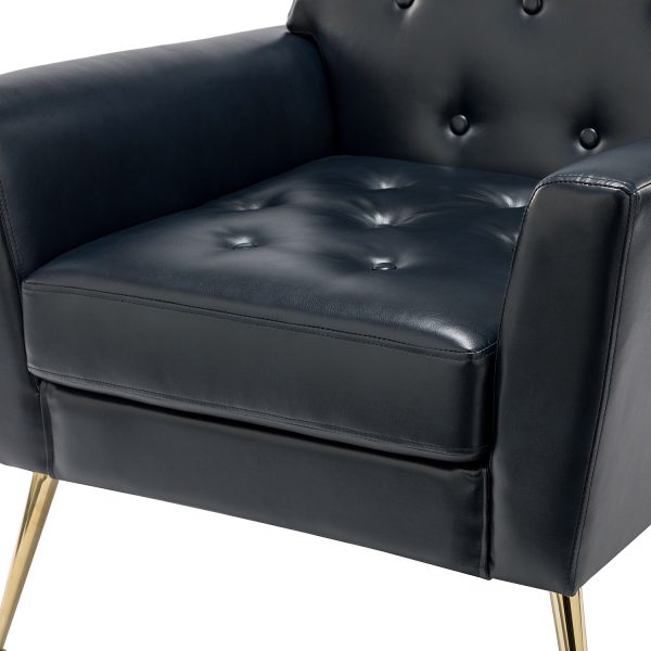 Alcyone Navy Vegan Leather Tufted Modern Accent Armchair 4