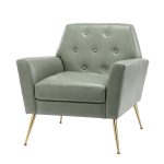 Alcyone Sage Vegan Leather Tufted Modern Accent Armchair
