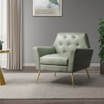 Alcyone Sage Vegan Leather Tufted Modern Accent Armchair