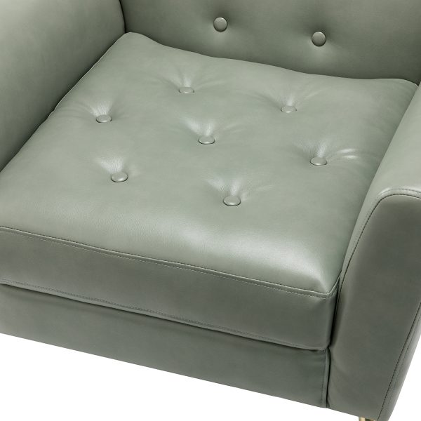 Alcyone Sage Vegan Leather Tufted Modern Accent Armchair 4