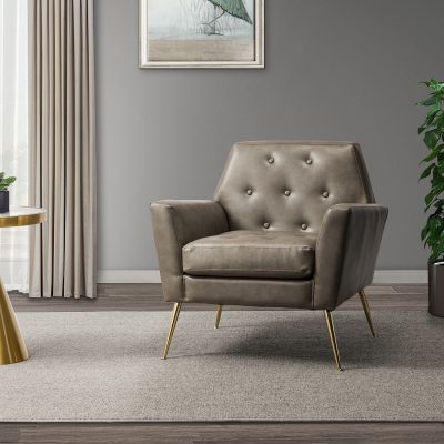 Alcyone Tufted Vegan Leather Modern Accent Armchair