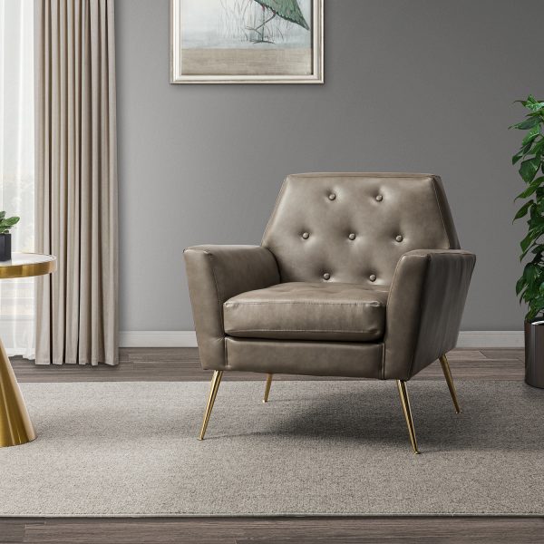 Alcyone Tufted Vegan Leather Modern Accent Armchair