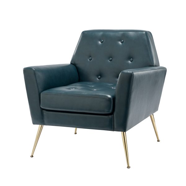 Alcyone Turquoise Tufted Vegan Leather Modern Accent Armchair 1