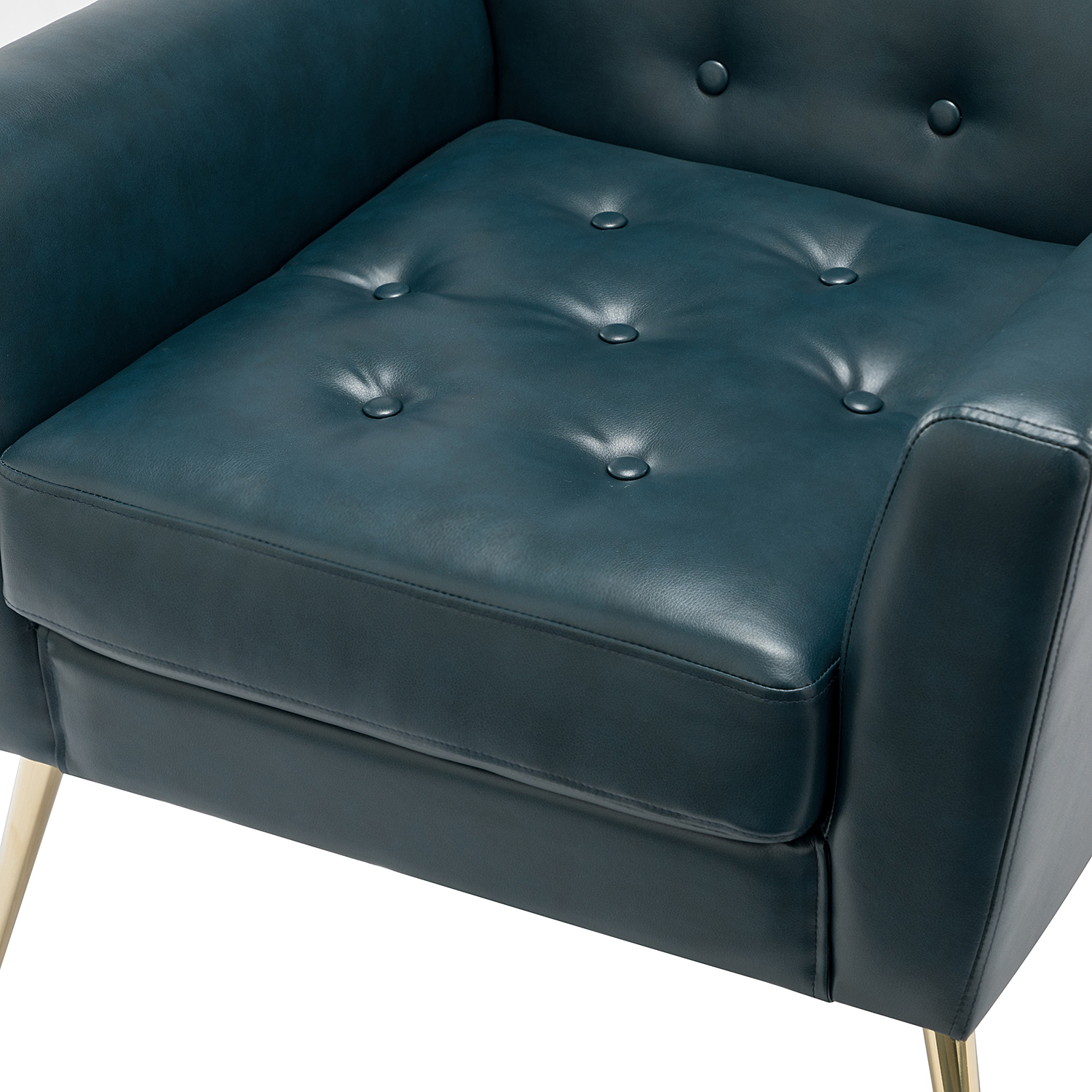 Alcyone Turquoise Tufted Vegan Leather Modern Accent Armchair 5 Alcyone Turquoise Tufted Vegan Leather Modern Accent Armchair - Image 5