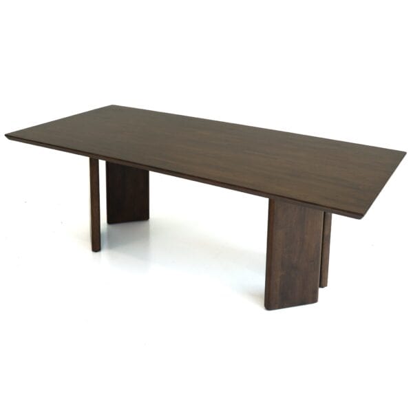 Brown Solid Wood Rectangular Dining Table with Oversized Legs