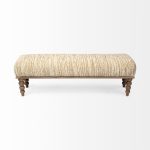 Alder II 55L x 16W Cream Upholstered Seat Wooden Base Accent Bench