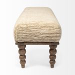 Alder II 55L x 16W Cream Upholstered Seat Wooden Base Accent Bench
