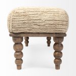 Alder II 55L x 16W Cream Upholstered Seat Wooden Base Accent Bench