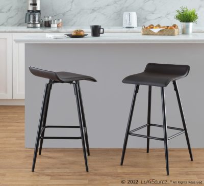 Ale 26 Inch Black Steel Espresso Contemporary Counter Stools (Set of 2)