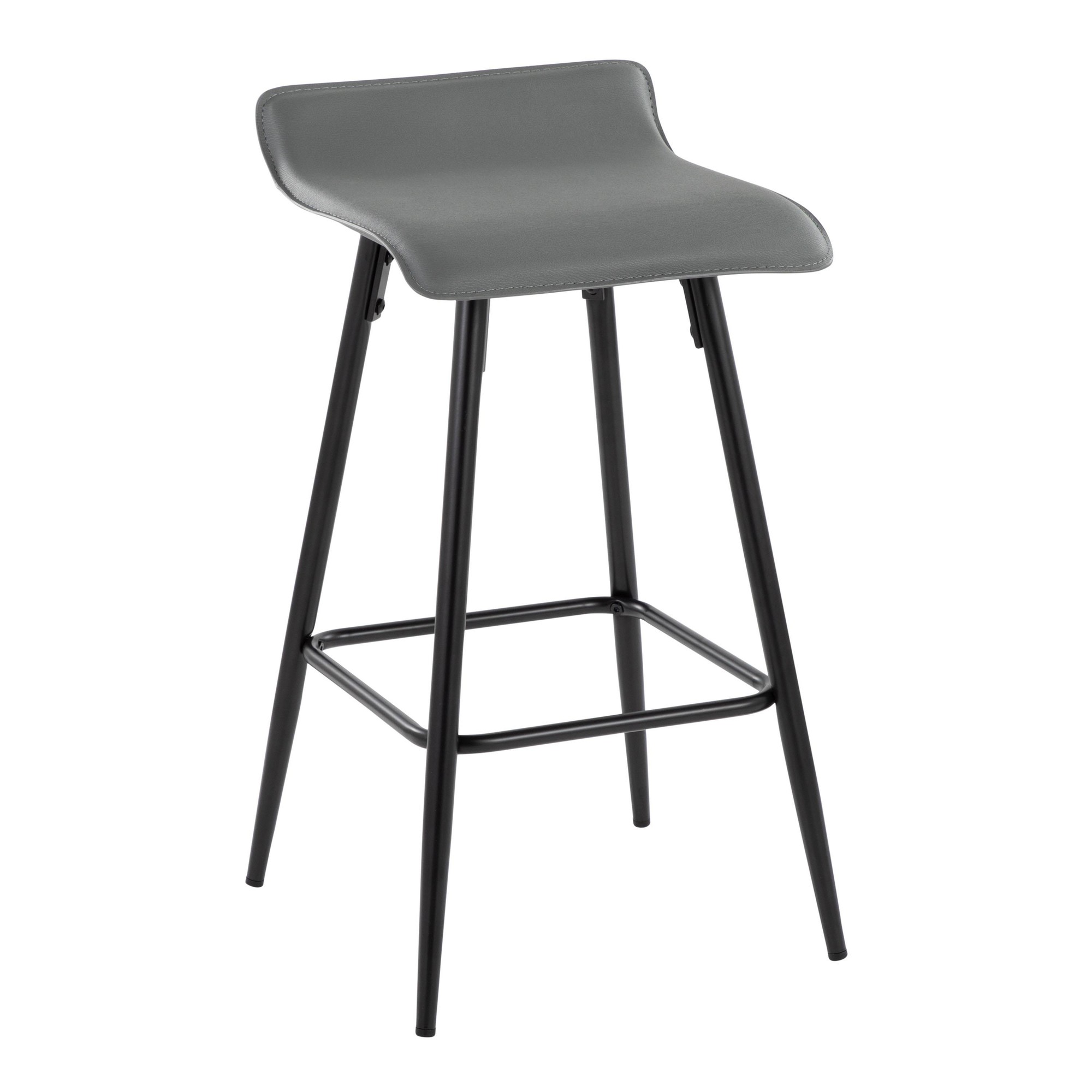 Ale 26-Inch Black Steel Grey Faux Leather Counter Stools (Set of 2) 6 Ale 26-Inch Black Steel Grey Faux Leather Counter Stools (Set of 2) - Image 6