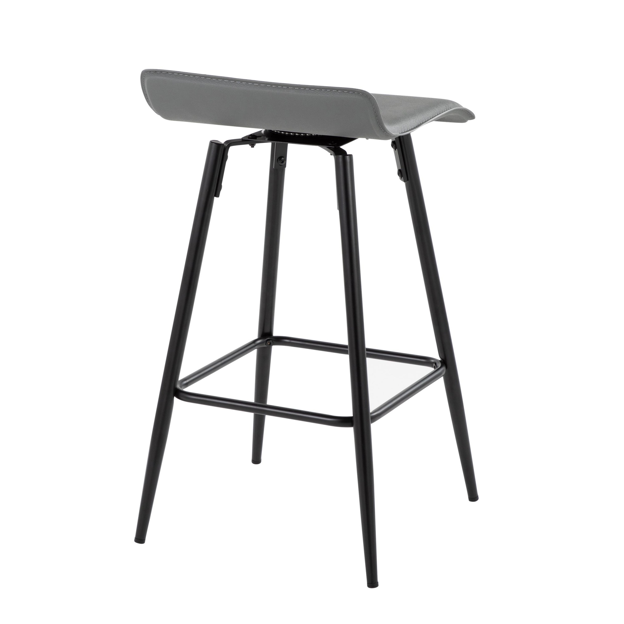 Ale 26-Inch Black Steel Grey Faux Leather Counter Stools (Set of 2) 8 Ale 26-Inch Black Steel Grey Faux Leather Counter Stools (Set of 2) - Image 8