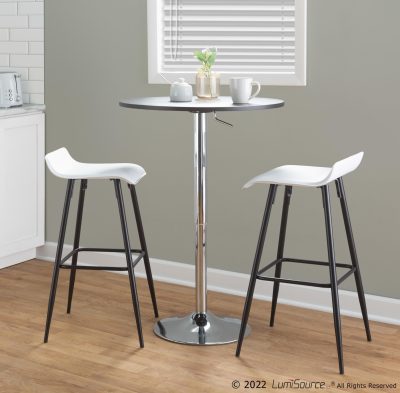 Ale 30-Inch Black Steel White Faux Leather Bar Stools (Set of 2)