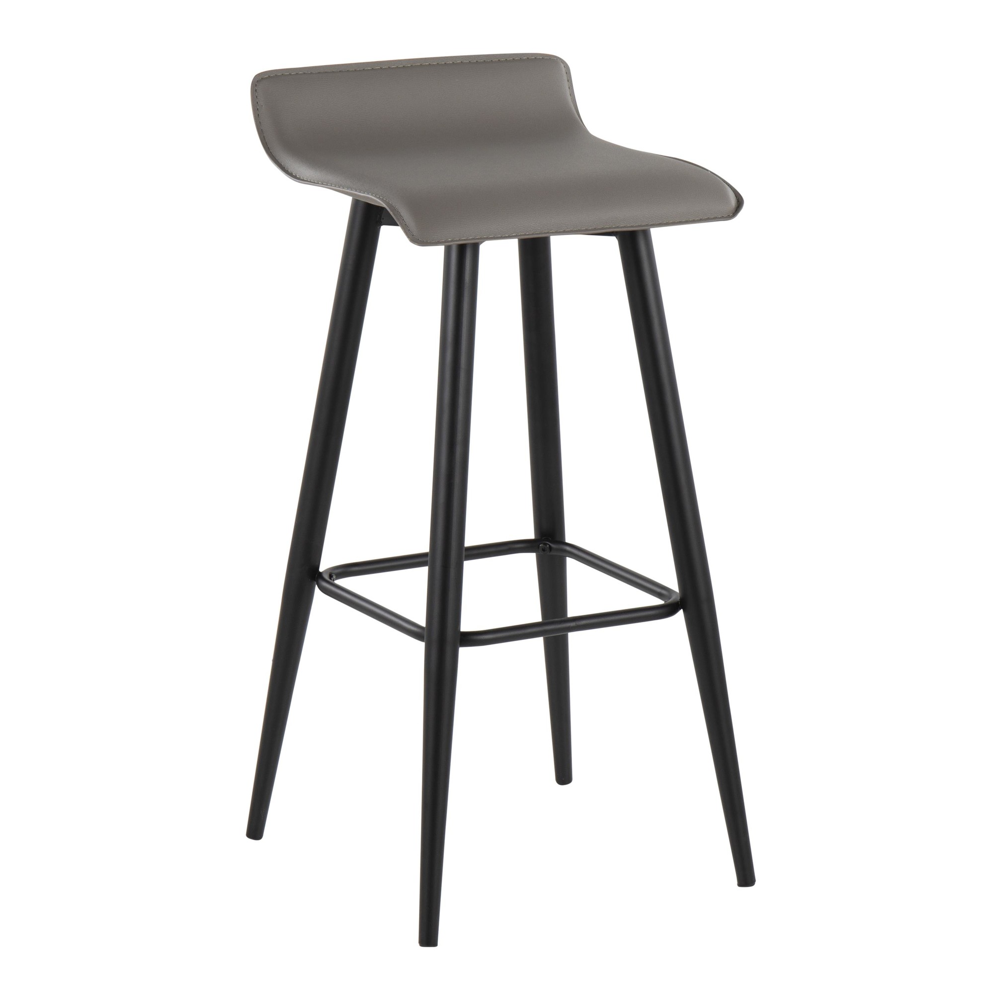Ale Black Steel Grey Faux Leather Bar Stools (Set of 2) 4 Ale Black Steel Grey Faux Leather Bar Stools (Set of 2) - Image 4