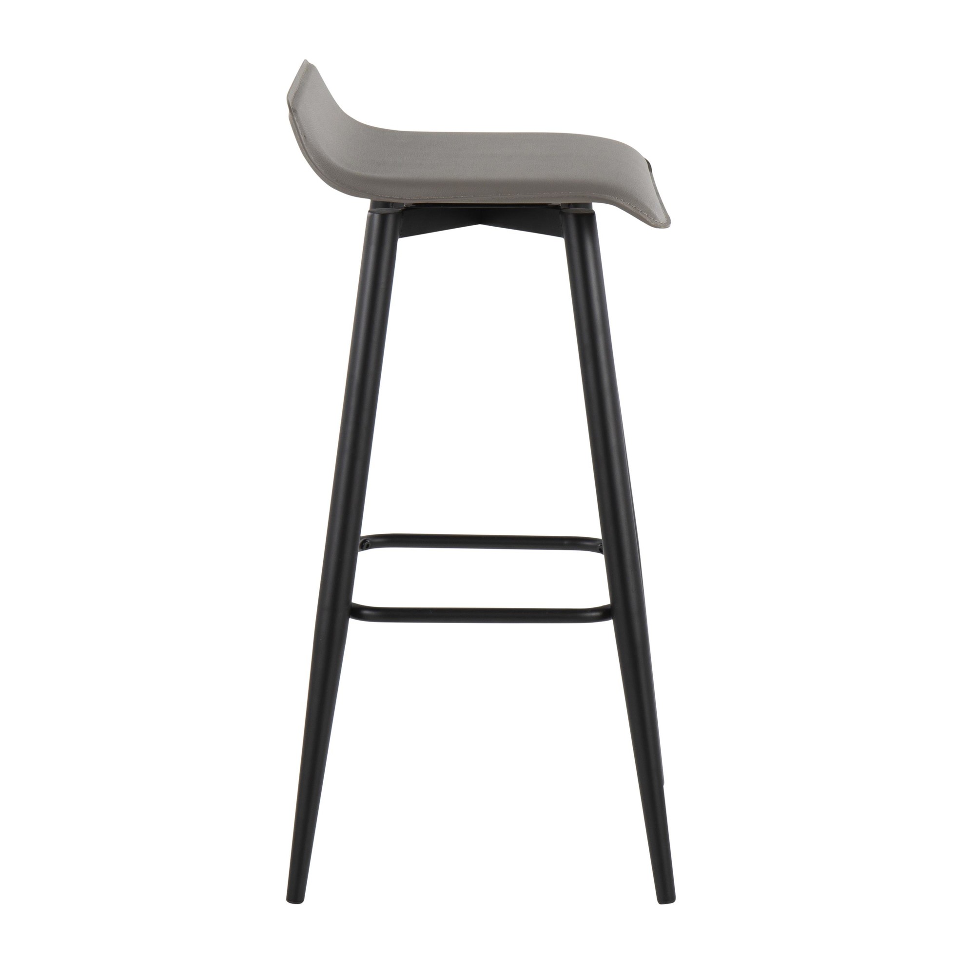 Ale Black Steel Grey Faux Leather Bar Stools (Set of 2) 5 Ale Black Steel Grey Faux Leather Bar Stools (Set of 2) - Image 5
