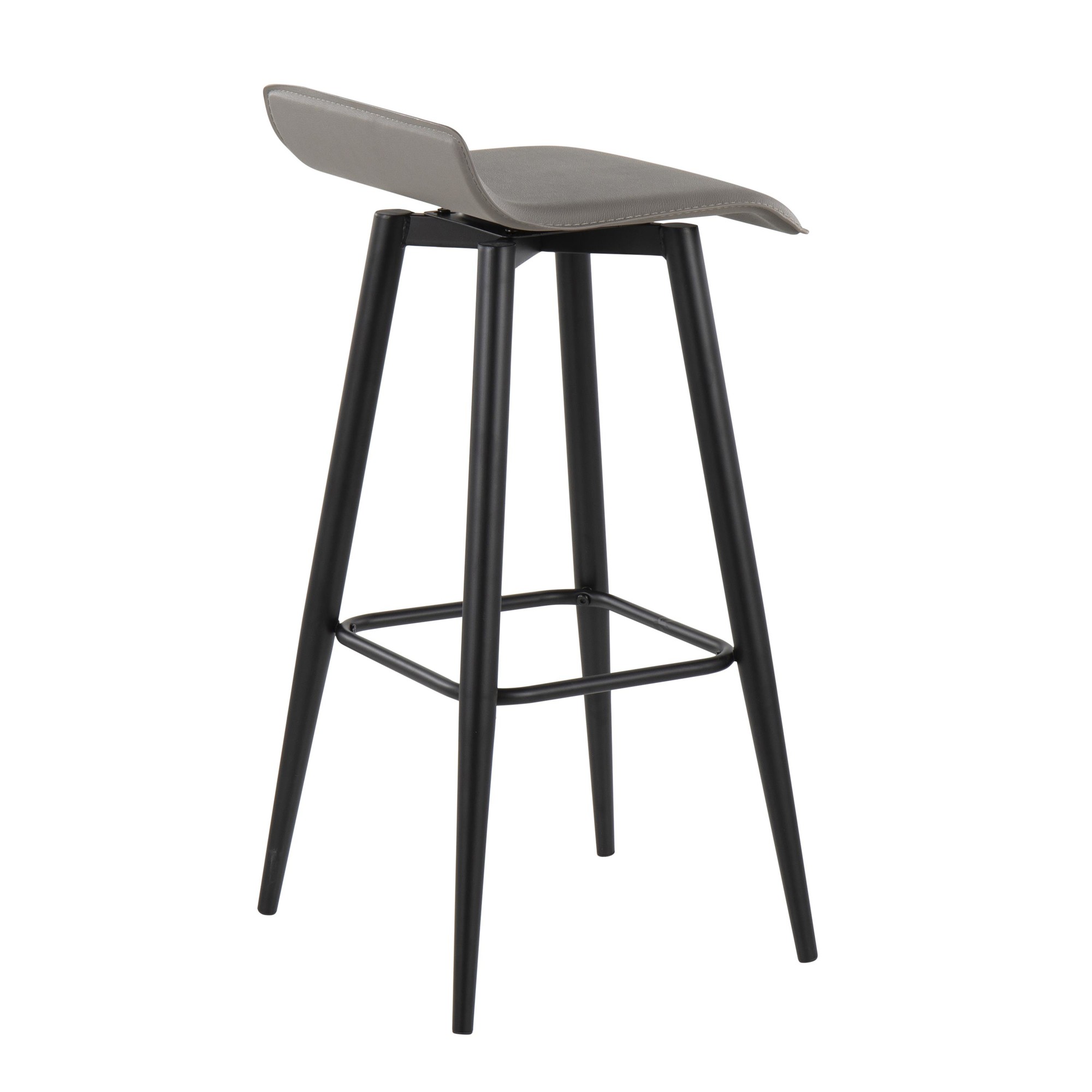 Ale Black Steel Grey Faux Leather Bar Stools (Set of 2) 6 Ale Black Steel Grey Faux Leather Bar Stools (Set of 2) - Image 6