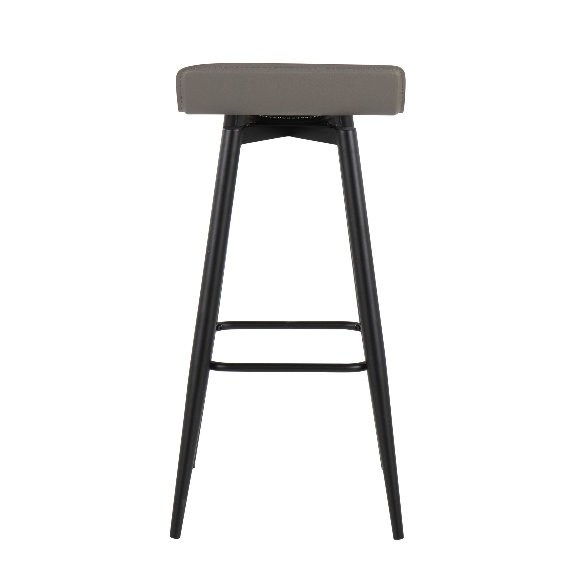 Ale Black Steel Grey Faux Leather Bar Stools (Set of 2) 7 Ale Black Steel Grey Faux Leather Bar Stools (Set of 2) - Image 7