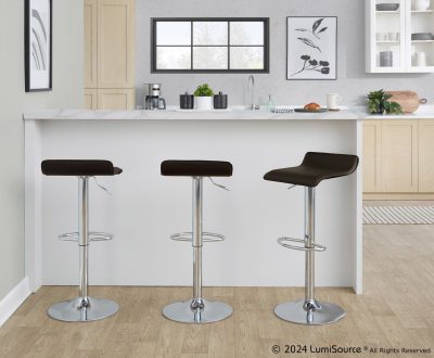 Ale Brown Adjustable Contemporary Bar Stools (Set of 2)