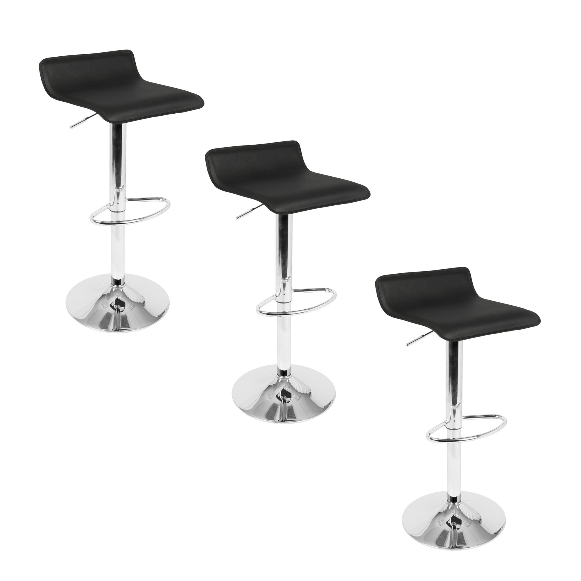 Ale Chrome and Black Adjustable Barstools (Set of 3) 4 Ale Chrome and Black Adjustable Barstools (Set of 3) - Image 4