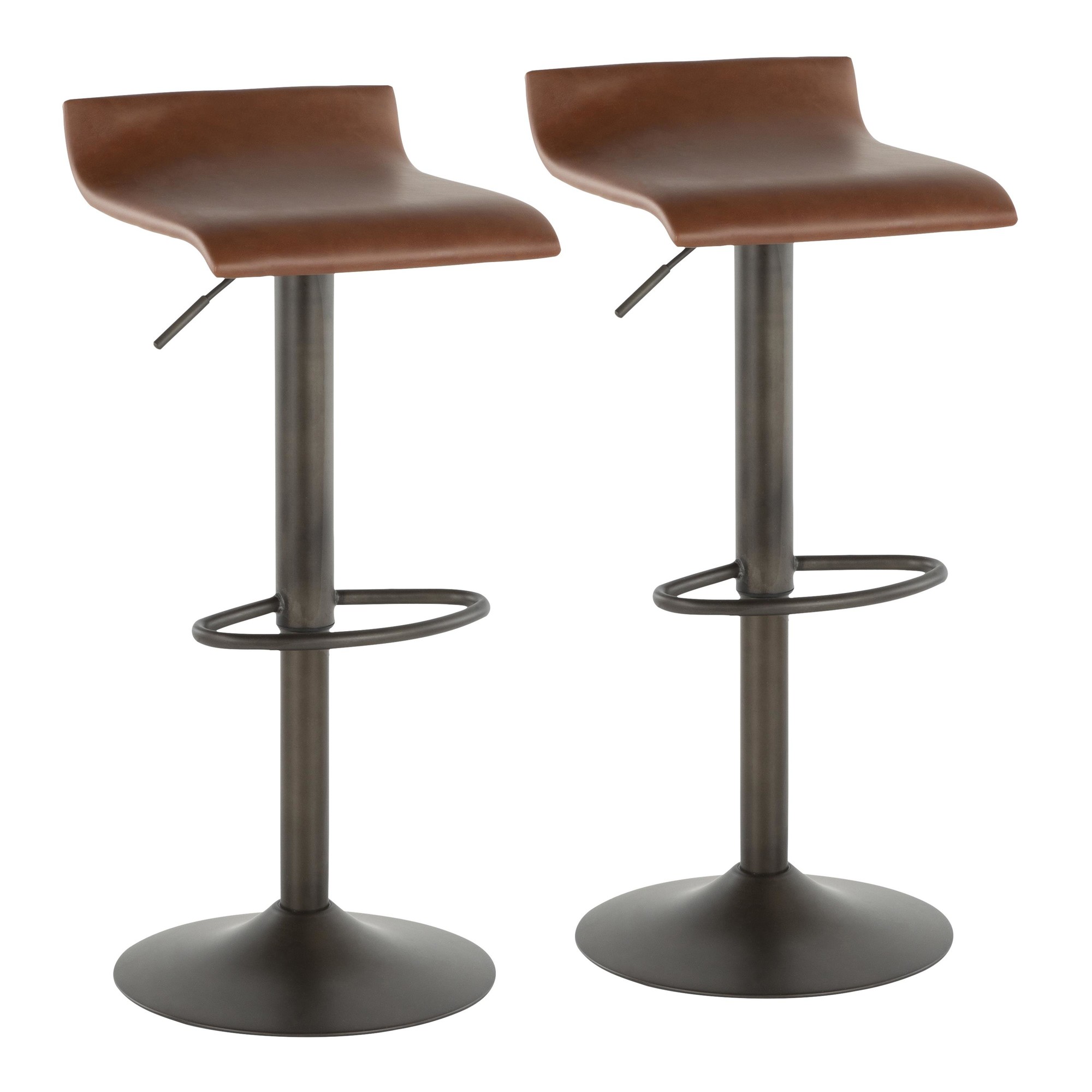 Ale Industrial Antique Metal Brown Bar Stools (Set of 2) 3 Ale Industrial Antique Metal Brown Bar Stools (Set of 2) - Image 3