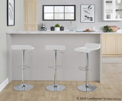 Ale White Contemporary Adjustable Bar Stool (Set of 2)