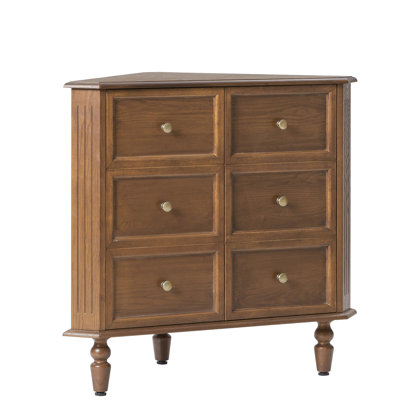 Alex Walnut Two-Door Faux Drawer Corner Cabinet 1 Alex Walnut Two-Door Faux Drawer Corner Cabinet