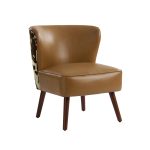 Alexander Camel Faux Leather Mid-Century Wingback Chair 6 Alexander Camel Faux Leather Mid-Century Wingback Chair