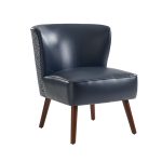 Alexander Navy Faux Leather Mid-Century Wingback Accent Chair 6 Alexander Navy Faux Leather Mid-Century Wingback Accent Chair