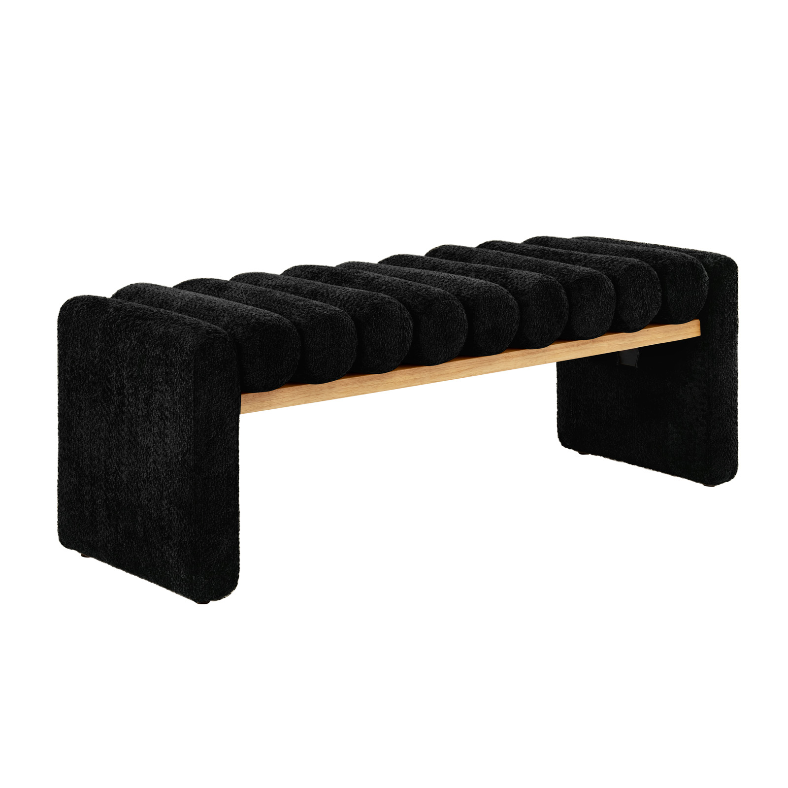 Alexia Black Solid Wood H-Shape Bench with Bolsters 1 Alexia Black Solid Wood H-Shape Bench with Bolsters
