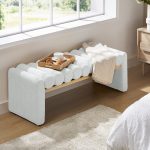 Alexia Ivory Solid Wood H-Shape Bench with Bolster Cushions 7 Alexia Ivory Solid Wood H-Shape Bench with Bolster Cushions