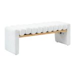 Alexia Ivory Solid Wood H-Shape Bench with Bolster Cushions 6 Alexia Ivory Solid Wood H-Shape Bench with Bolster Cushions