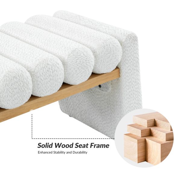 Alexia Ivory Solid Wood H Shape Bench with Bolster Cushions 2