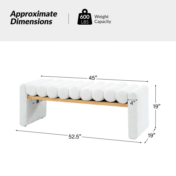 Alexia Ivory Solid Wood H Shape Bench with Bolster Cushions 4