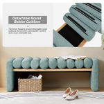 Alexia Sage Modern Solid Wood H-Shape Bench with Bolsters 9 Alexia Sage Modern Solid Wood H-Shape Bench with Bolsters