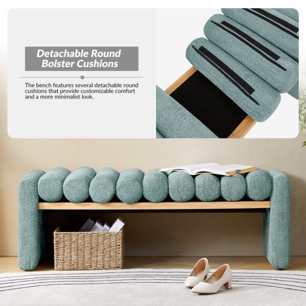 Alexia Sage Modern Solid Wood H Shape Bench with Bolsters 3