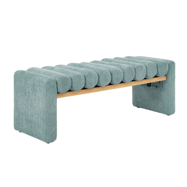 Alexia Sage Modern Solid Wood H Shape Bench with Bolsters
