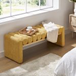 Alexia Yellow Solid Wood H-Shape Bench Removable Bolsters 7 Alexia Yellow Solid Wood H-Shape Bench Removable Bolsters