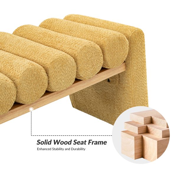 Alexia Yellow Solid Wood H Shape Bench Removable Bolsters 2