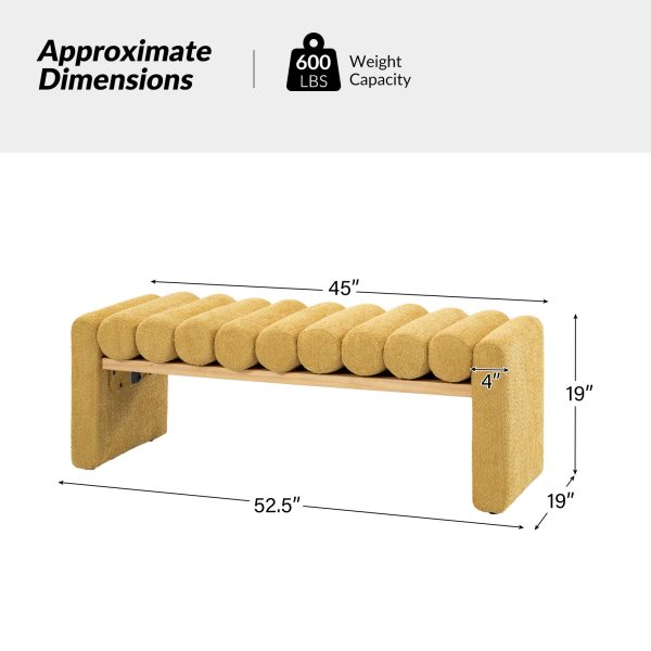 Alexia Yellow Solid Wood H Shape Bench Removable Bolsters 4